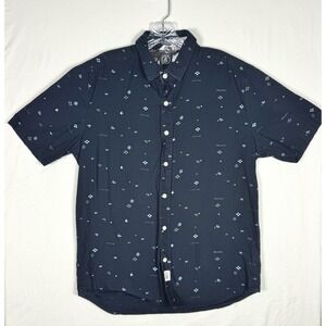 Volcom Button Up Shirt Mens Medium M Gray Geometric Short Sleeve Skate Surf